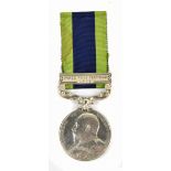 An Edward VII India Medal with 'North West Frontier 1908' clasp engraved to 7918 (possibly) Pte.