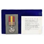 A Queen's South Africa Medal, ghost date for type, awarded to 7001 Sgt, F.G. Jobson Volunteer