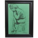 JOHN THOMPSON (1924-2011); pencil drawing, 'Scot Seated', signed lower right, 39.5 x 28cm, with a