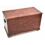 An early 20th century stained pine blanket box, height 52cm, width 95cm, depth 49cm.Additional