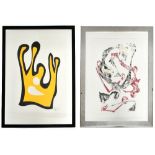 CONTEMPORARY BRITISH SCHOOL; a pair of screen prints, abstract studies, each indistinctly signed