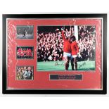 GEORGE BEST & DENIS LAW; a signed colour photographic print displayed as part of a montage above