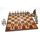 A hand painted diecast lead chess set, modelled as Napoleonic soldiers, also eight diecast