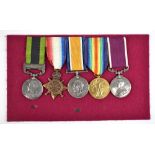 A medal group of five comprising Edward VII India with 'North West Frontier 1908' clasp, WWI trio