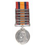 A Queen's South Africa ghost date-type medal with six clasps and impressed naming to 70301 Cpl. W.
