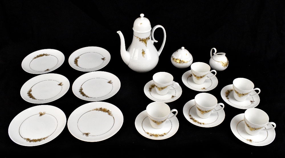 A Rosenthal nineteen piece coffee service, with moulded detailing and gilt with floral sprigs and