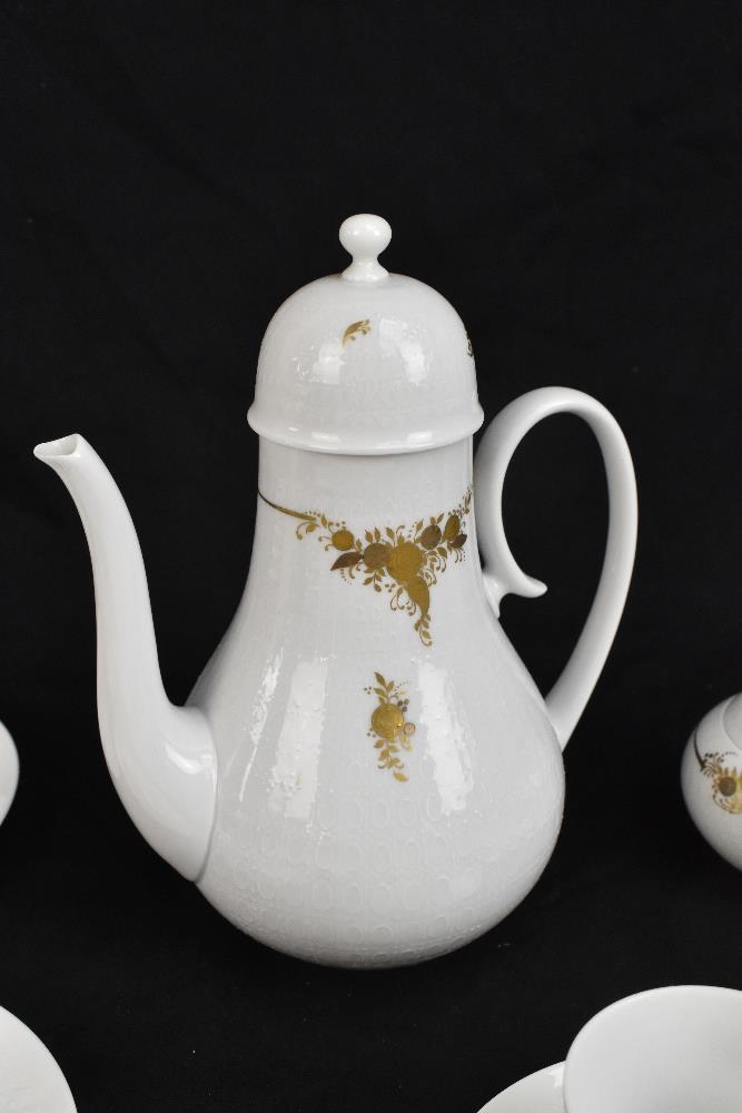 A Rosenthal nineteen piece coffee service, with moulded detailing and gilt with floral sprigs and - Image 3 of 6