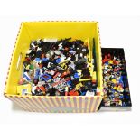 LEGO; mixed pieces and figures for various sets including vehicles, medieval theme, etc.