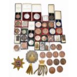 A collection of horticultural medals, predominantly bronze/copper with white metal examples, also