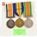 A WWI War and Victory Medal duo and WWII Defence Medal awarded to Pte. Alec Charles Godfrey R.A.M.C.