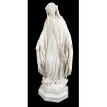 A 19th century Parian ware figure ‘Our Lady’, raised on octagonal plinth base, height 59cm.