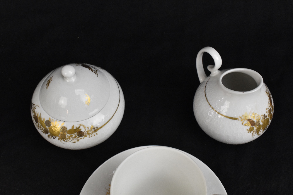A Rosenthal nineteen piece coffee service, with moulded detailing and gilt with floral sprigs and - Image 5 of 6