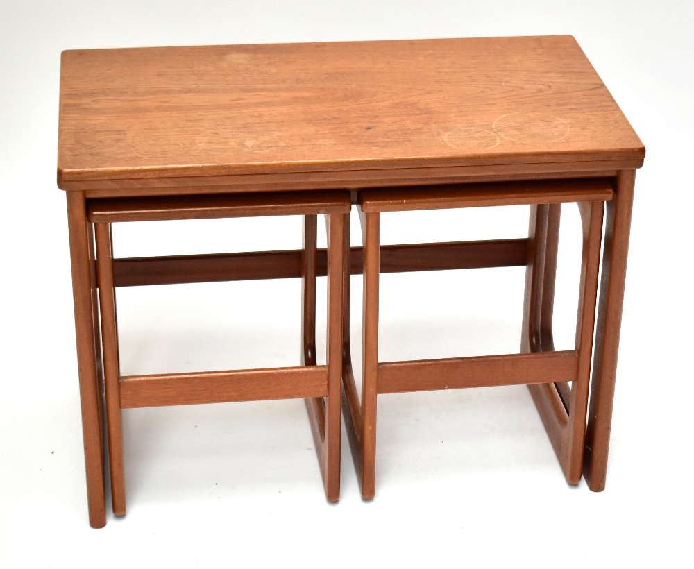 A mid-century teak nest of three occasional tables, the larger rectangular table with a swivel - Image 5 of 5