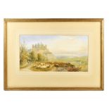 CORNELIUS PEARSON (1805-1891) LATER BY WAINWRIGHT; watercolour, sheep grazing with castle in the