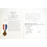 A WWI Mons Star awarded to 1667 Pte. J. Ralphs 1st Battalion Manchester Regiment, listed as KIA with