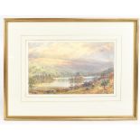 EA WARMINGTON (1830-1903); watercolour, 'Rydal Water', Lake District landscape with shepherd,