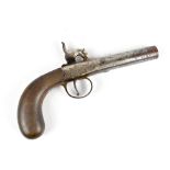 A 19th century .470 percussion cap pocket pistol with 3" cylindrical screw off barrel, the action