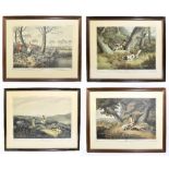 AFTER SAMUEL HEWITT; a set of four coloured prints taken from the engravings, hunting and shooting