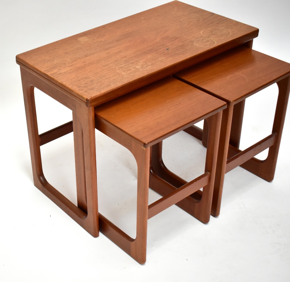 A mid-century teak nest of three occasional tables, the larger rectangular table with a swivel - Image 4 of 5