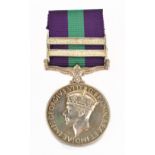 A George VI General Service Medal with 'Palestine' and 'Palestine 1945-48' clasps awarded to