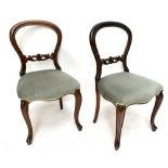 A set of six late Victorian mahogany balloon back dining chairs, raised on cabriole legs (6).