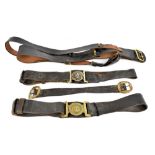 Two black leather police belts comprising City of London Police and Rochdale Borough Constabulary,