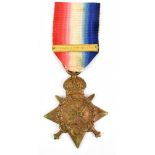 A WWI 1914 Mons Star with '5th Org-22nd Nov 1914' clasp awarded to 3-5968 Pte. C.R. Clark Dorset