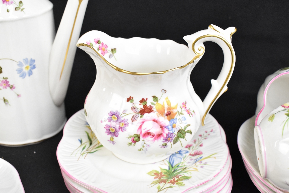 SHELLEY; an eighteen-piece 'Wild Flowers' pattern part tea service, with a Royal Crown Derby - Image 3 of 4