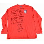 ENGLAND 1966 WORLD CUP WINNERS; an Umbro England retro-style reproduction home shirt signed by