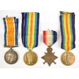 Two WWI medal duos awarded to 376337 Pte. A. Jones (WM & VM), and 20738 Pte. J. Warburton (VM &