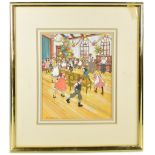 MARGARET CHAPMAN (1940-2000); watercolour, pastel and pencil, study of children playing musical