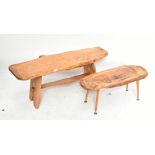 Two 1970s oak coffee tables, the larger example 114 x 48cm.