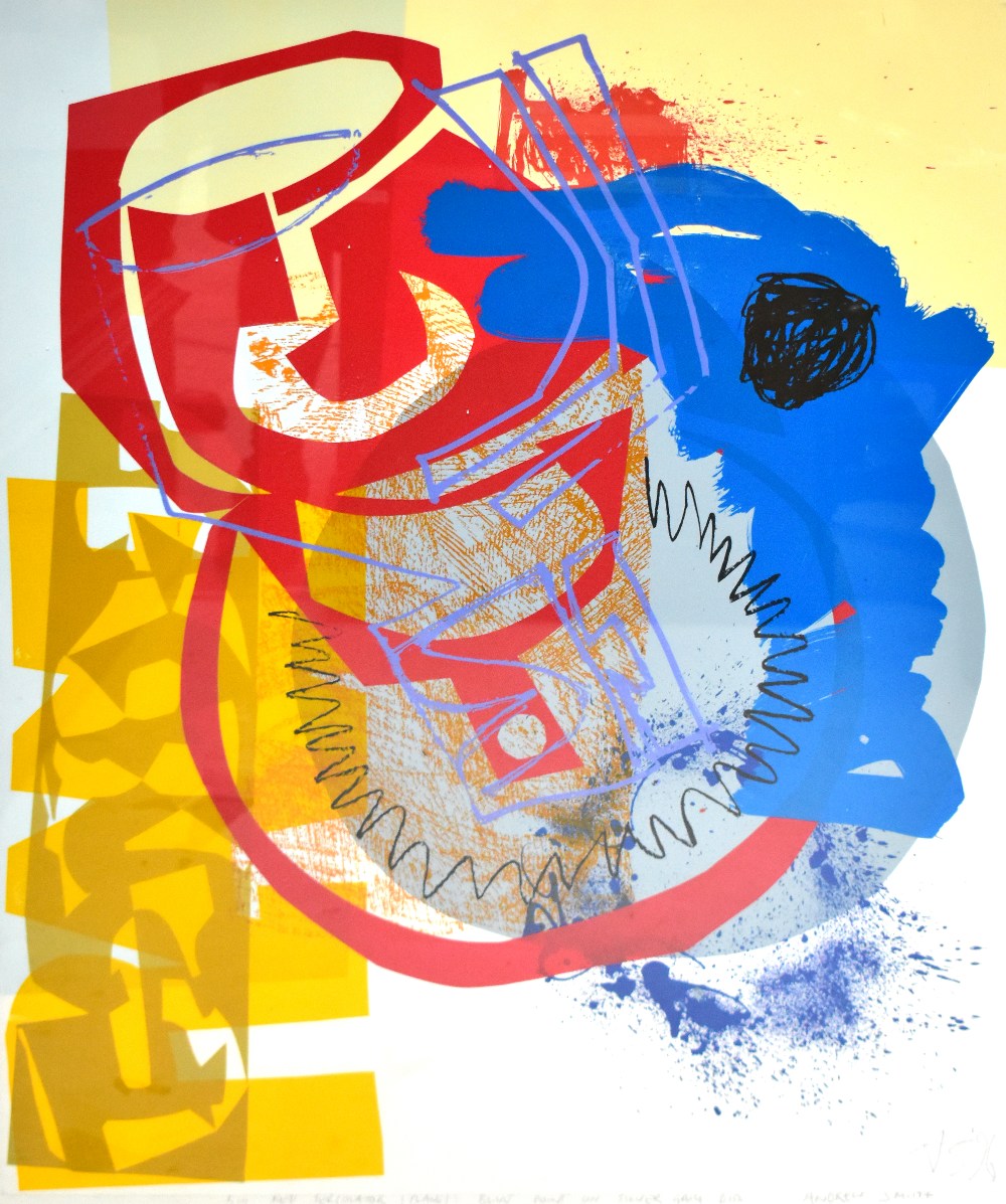 ANDREW SMITH (Contemporary); lithograph, 'Big Red Percolator (Plane): Blue Point on Silver Grey - Image 2 of 4