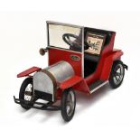 A scratch built electric powered child's model car, modelled loosely after the Ford Model T with