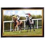 MAX BRANDRETT; oil on canvas, 'Sergeant Cecil beats Geordieland in the 2007 Yorkshire Cup', signed