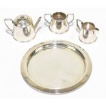 JOHN ROSE; an Elizabeth II hallmarked silver four piece miniature tea service comprising teapot,