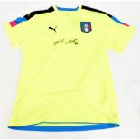GIANLUIGI BUFFON; a Puma Italy goalkeeper’s shirt signed to front, size XL.  Additional