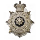 A Cheshire Regiment Second Volunteer Battalion officer's helmet plate, late 19th century, with three