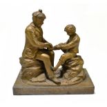 A Scottish cast patinated figure group after the original titled 'Ye Maunna Tramp on the Scotch