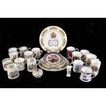 A selection of 20th century Royal Commemorative mugs and plates, etc