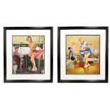AFTER ART FRAHN; two original US 1950s pin-up lithographs, 'Spare?' and 'A Fare Loser', each