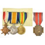 A WWI medal trio awarded to 6390 Pte. G. Hull Manchester Regiment, also a Belgian WWI Cross.