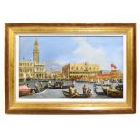 AFTER CANALETTO; 20th century oil on canvas, 'Return of the Bucintoro', 29 x 49cm, framed.Additional