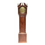 HILL OF SHEFFIELD; an 18th century eight day longcase clock, the circular brass dial with Arabic and