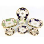 COALPORT; a eleven pieces of 'Batwing' pattern tea wares, comprising two green 'Batwing' cake plates