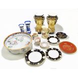 A collection of assorted ceramics including a Spode gilt decorated plate, Royal Crown Derby Vine