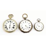 A Continental 0.800 grade silver cased key wind pocket watch, a further 800 grade fob watch and a