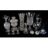 A collection of 19th century and later glassware, including 19th century Masonic wine glass,