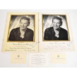 GRACIE FIELDS; two autographed Annual Dinner and Ball programmes, Dorchester Hotel Sunday 9th