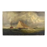 LATE 19TH CENTURY ENGLISH SCHOOL; oil on canvas, marine scape with central masted vessel, unsigned